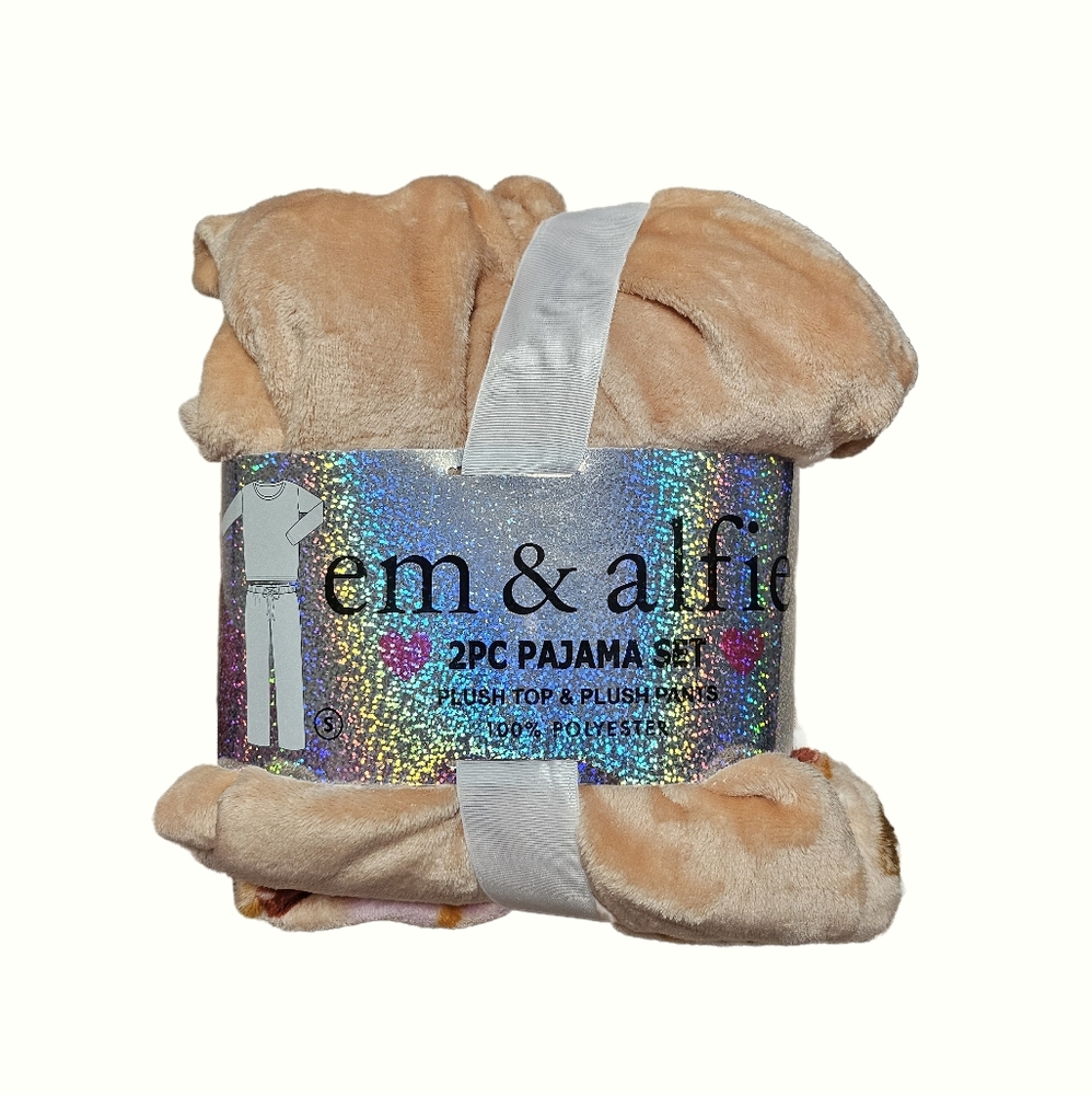 Em & Alfie 2PC Plush Pajama Set, 100% Polyester